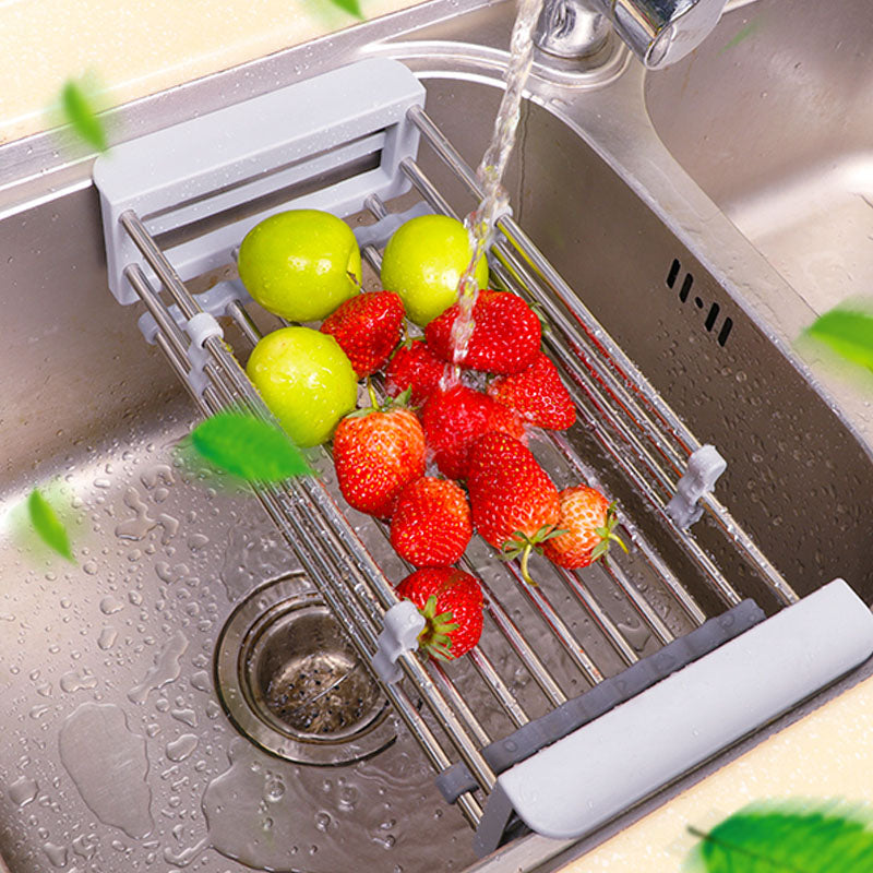 Stainless Steel Sink Dish Drying Rack Kitchen Drainer Basket Adjustable Holder