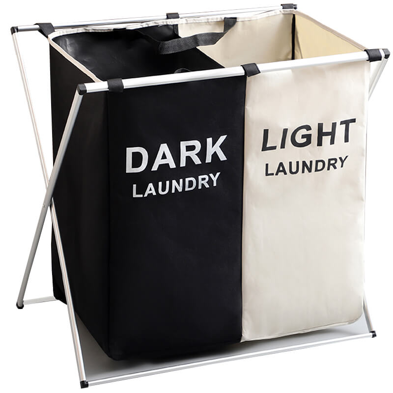 Waterproof  Laundry Basket Foldable Stand Double Storage Dirty Clothes Bag