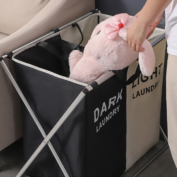 Waterproof  Laundry Basket Foldable Stand Double Storage Dirty Clothes Bag