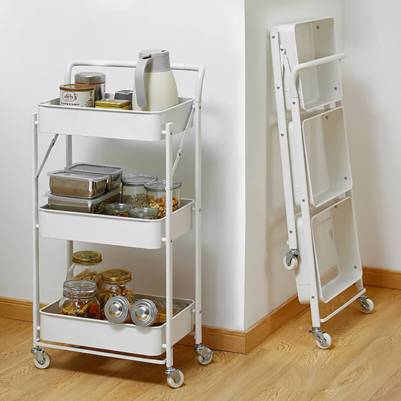 Three-layer Foldable Cart Wheels Multi-layer Storage Self-dining Kitchenware