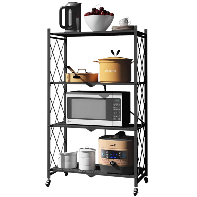 Multi-layer Folding Kitchen Shelf Trolley Oven Storage Rack Installation-free