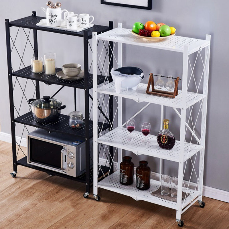 Multi-layer Folding Kitchen Shelf Trolley Oven Storage Rack Installation-free