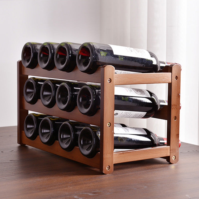 Modern Minimalist Multi-bottle Wine Grid Rack Storage Bamboo Solid Wood