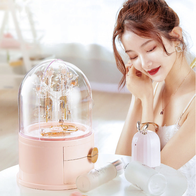 Jewelry Earring Watches Necklace Storage Box Rotating Stand Shelf LED Style
