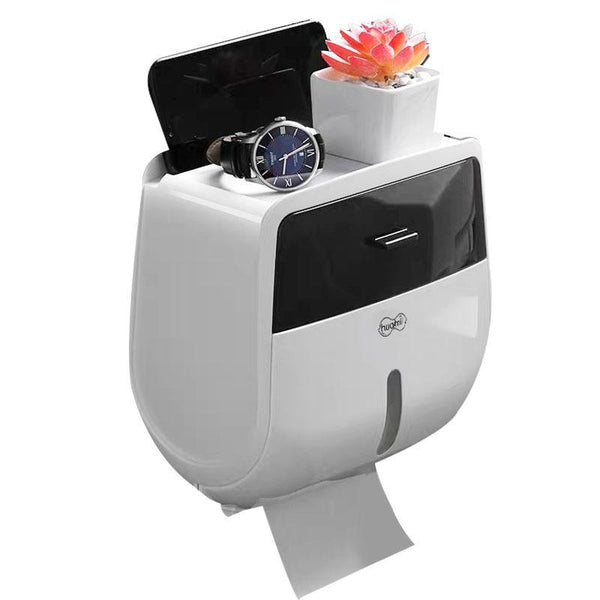Double-layer Bathroom Toilet Tissue Paper Box Waterproof Wall-mounted Punch-free
