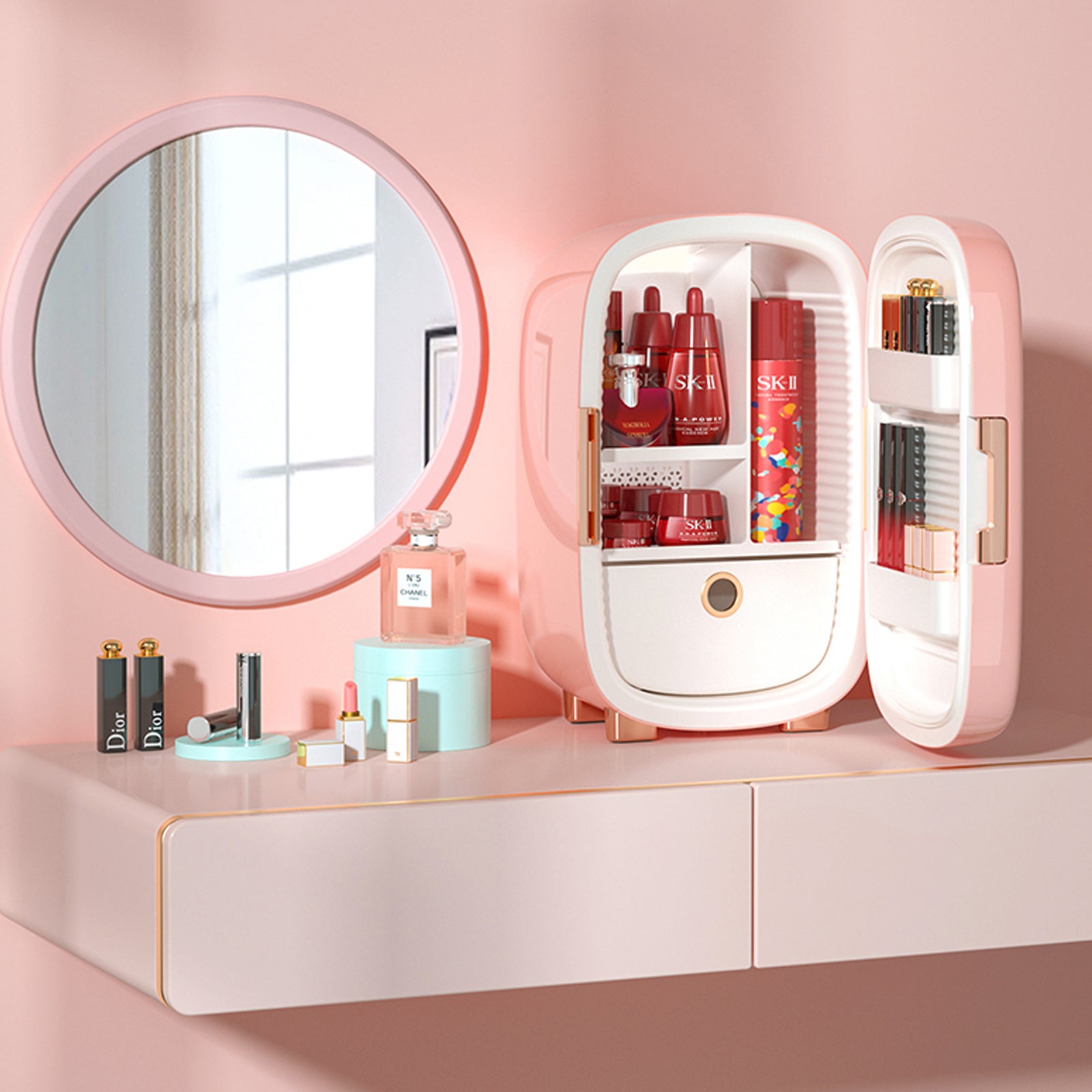 Professional Cosmetic Fridge Beauty Makeup Storage Refrigerator PINKTOP