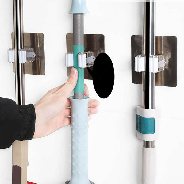 Single Free Punching Mop Rack Bathroom Clip Wall Hanging Rack Hook