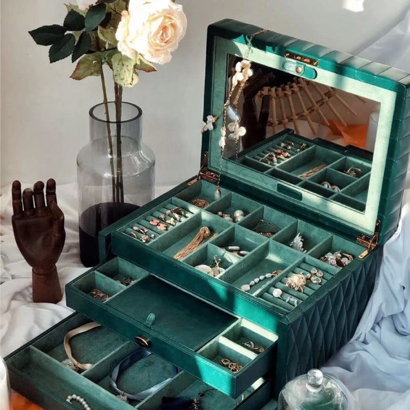 High-End Luxury Leather Jewelry Storage Box