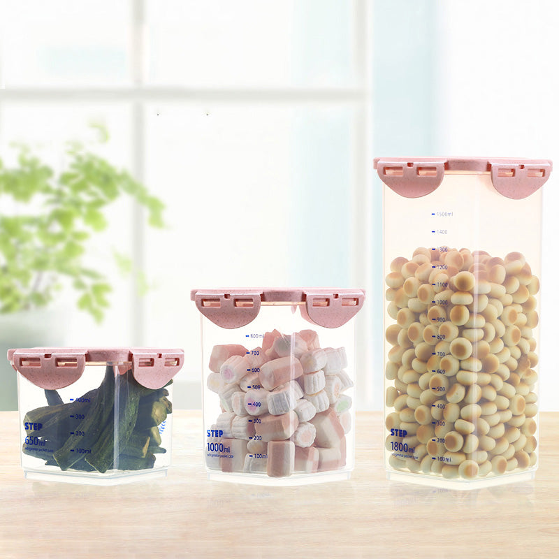 Transparent Sealed Jar Plastic Packaging With Lid Grain Nuts Food Storage Box