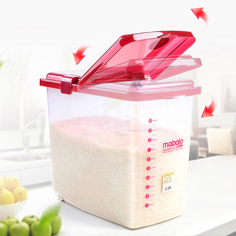 Household Rice Bucket Flour Grains Sealed Transparent Storage Box Moisture-proof