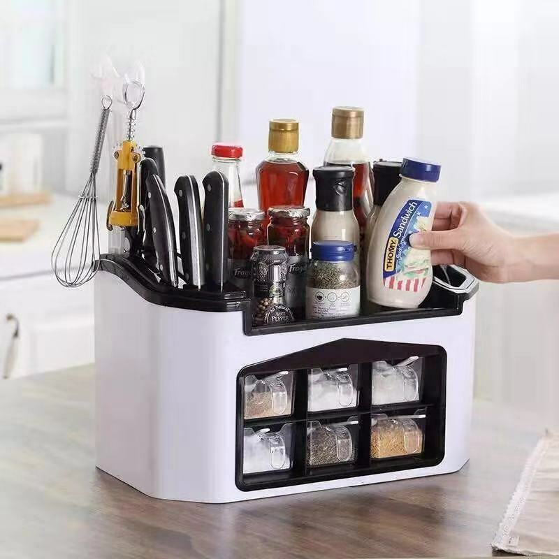Cabinet Spice Rack Storage Organiser Kitchen Shelf Seasoning Box
