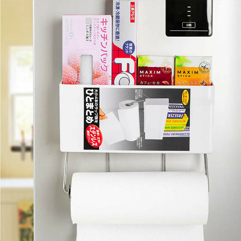 Kitchen Storage Paper Towel Roll Holder Rack Organizer Over Fridge Magnetic