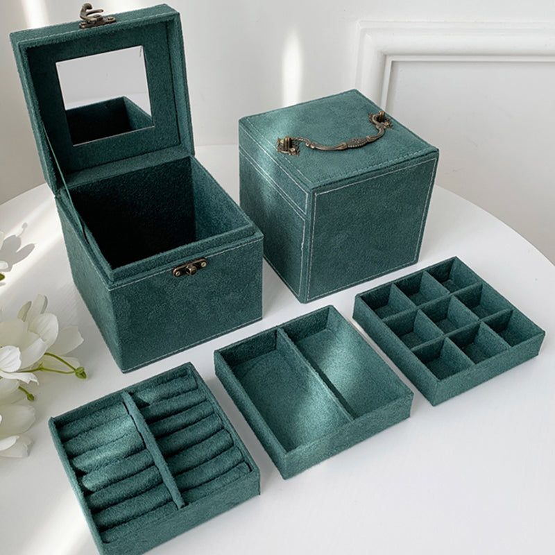 Jewelry Storage Case Box Glass Earring Ring Display Organizer 3 Layer Multi-grid