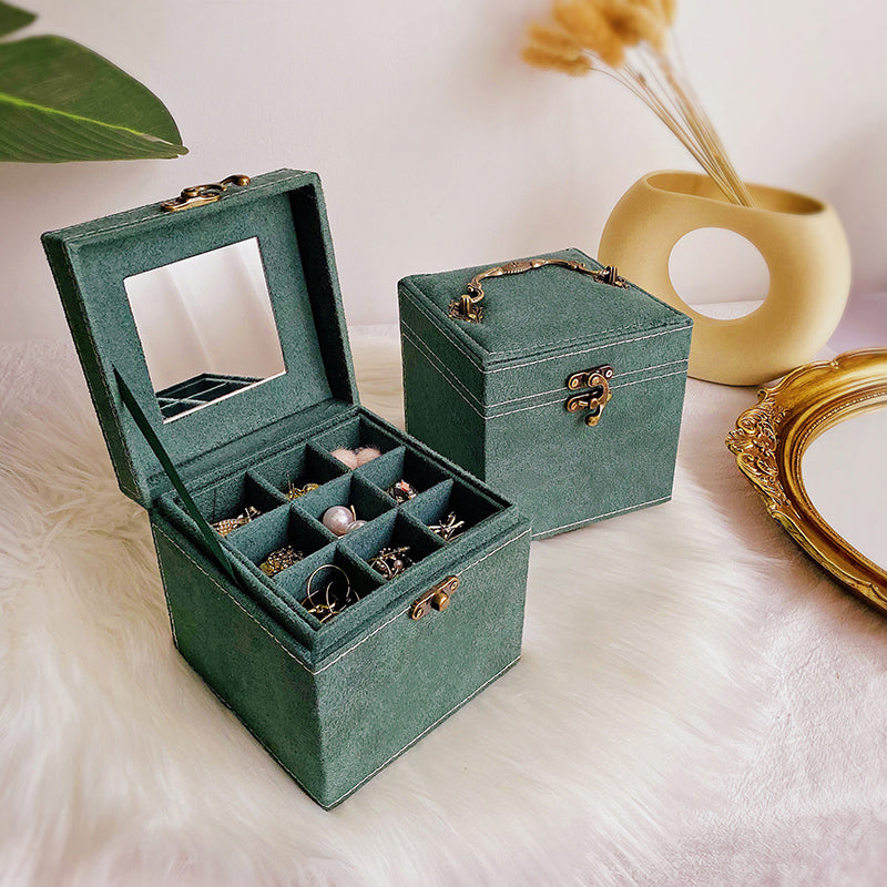 Jewelry Storage Case Box Glass Earring Ring Display Organizer 3 Layer Multi-grid