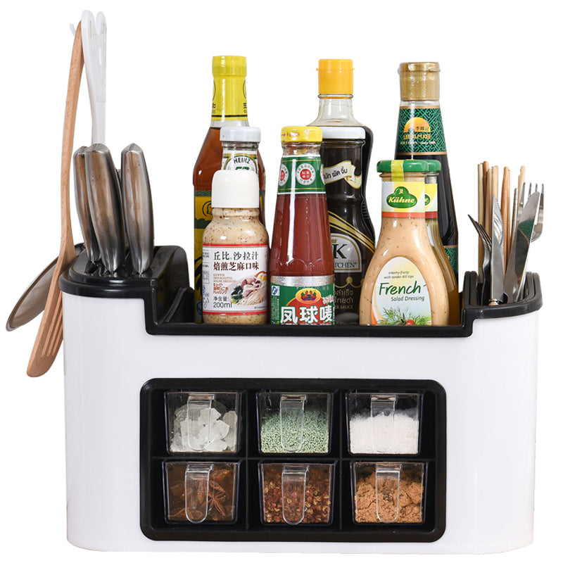 Multi-purpose Spice Rack Condiments Box Jar Kitchen Bottle Utensils Storage 