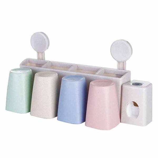 Toothbrush Rack Wall-mounted Holder Bathroom Automatic Toothpaste Dispenser