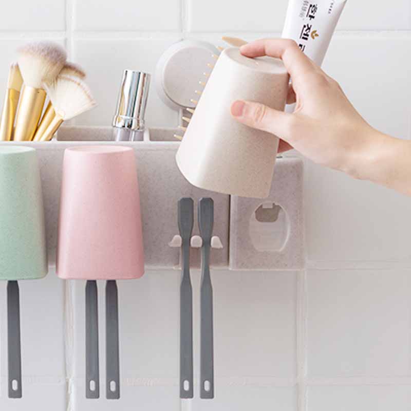 Toothbrush Rack Wall-mounted Holder Bathroom Automatic Toothpaste Dispenser