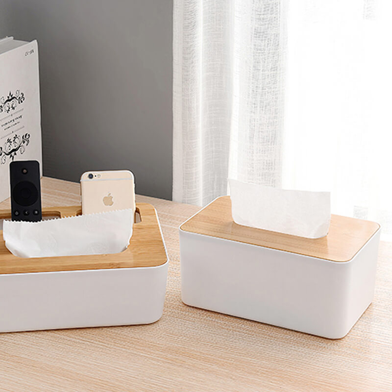 Solid Wood Paper Tissue Box Rectangular Desktop Home Living Room 