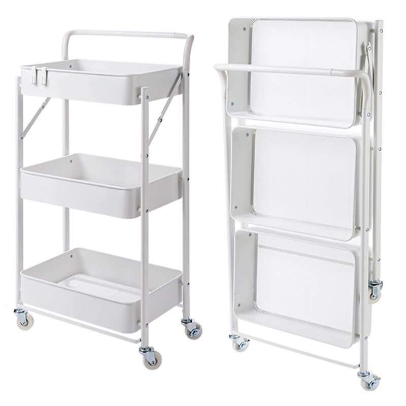 Three-layer Foldable Cart Wheels Multi-layer Storage Self-dining Kitchenware
