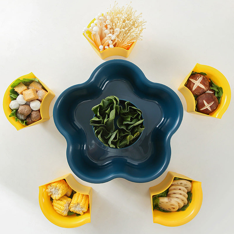 Flower-shaped Rotating Platter Drain Hot Pot Food Vegetables Fruits Basket