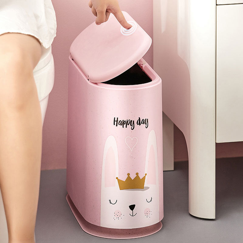 Sleeping Cute Rabbit Long Barrel Trash Bin Toilet Paper Narrow Basket
