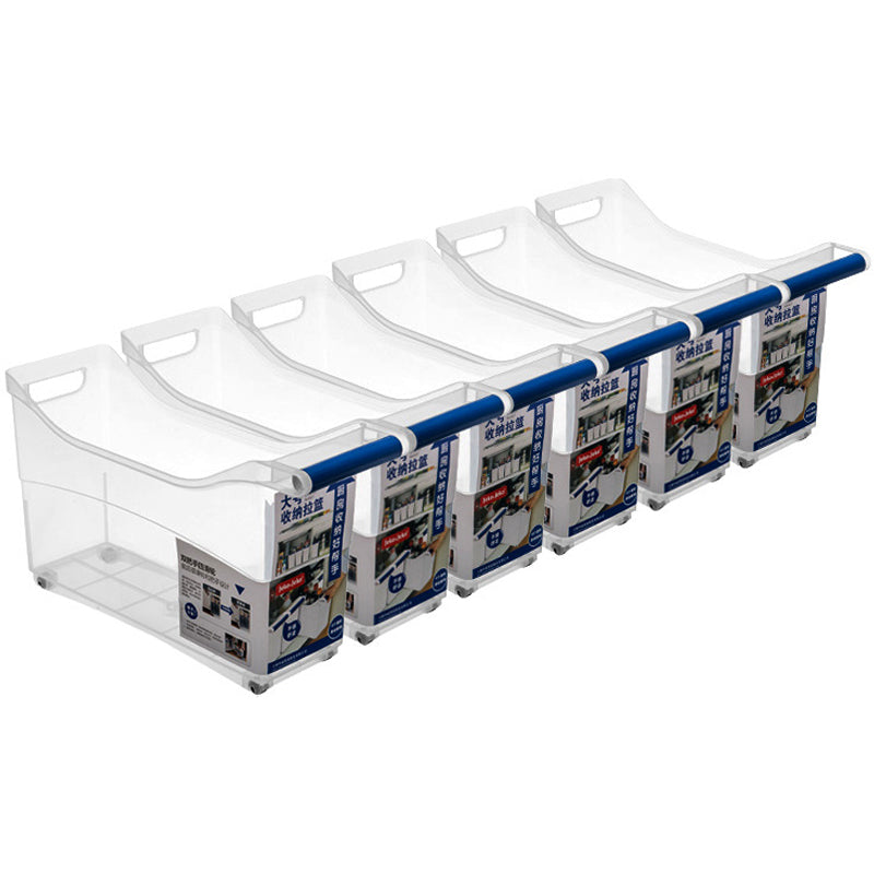 Multifunction Double Handle 6-pack Storage Pull Basket Transparent Box