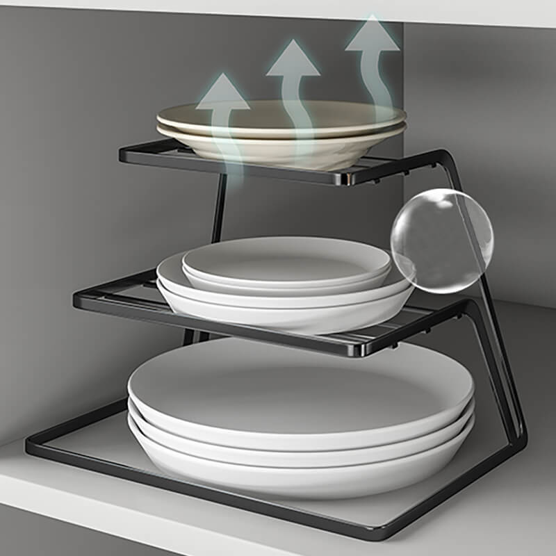 Retractable 3-layered Kitchen Cupboard Dish Storage Plate Dish Rack