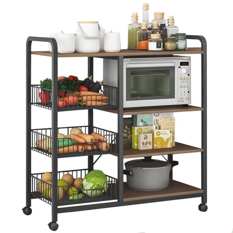 Kitchen Multi-function Storage Rack Pot Multi-layer Steel Frame With Wheels