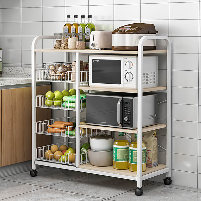 Kitchen Multi-function Storage Rack Pot Multi-layer Steel Frame With Wheels
