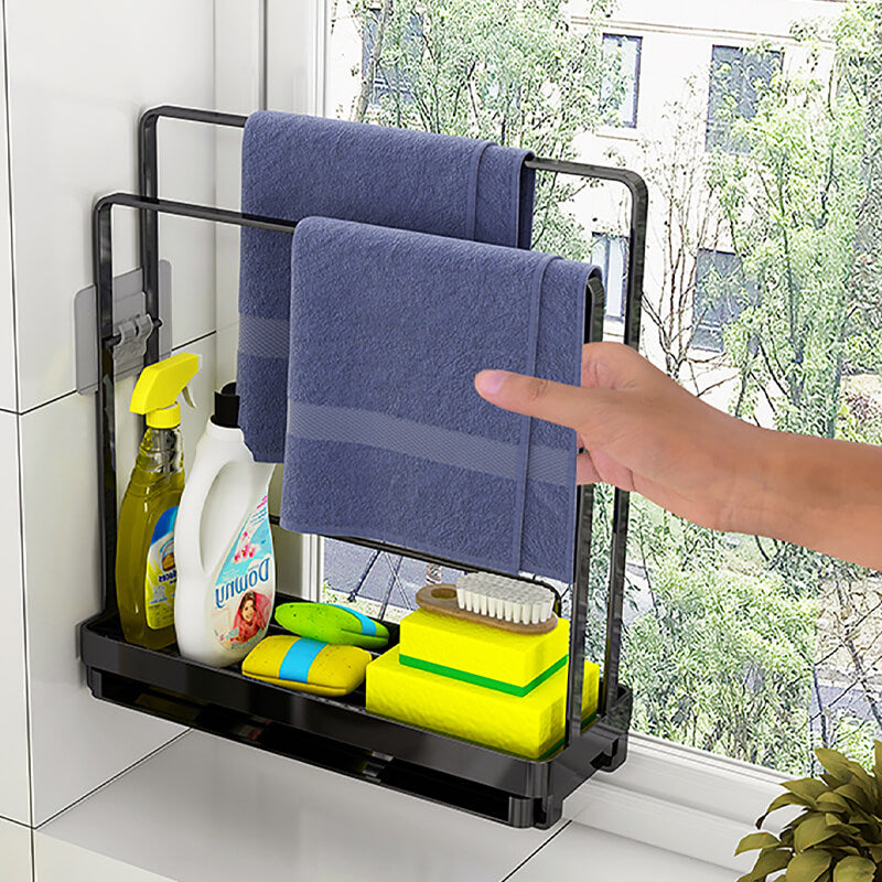 Wall-mounted No Drilling Kitchen Drainer Wipe Sink Storage Rack ...