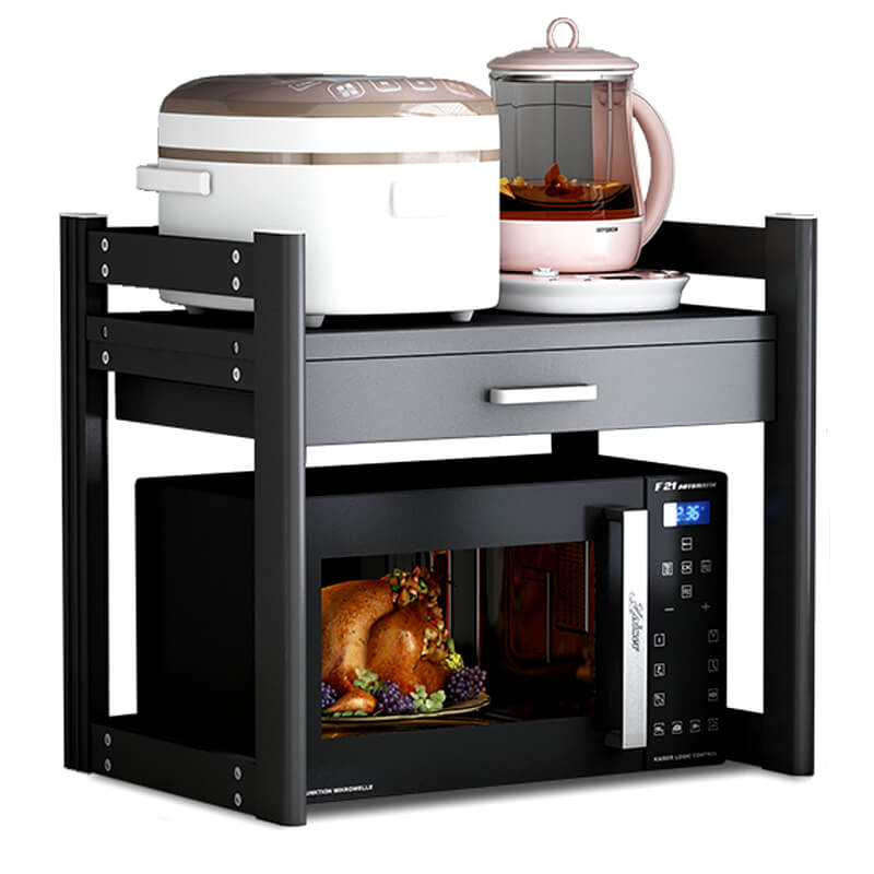 Microwave Rice Cooker Aluminum Storage Shelf Table Top Drawer Double-layer