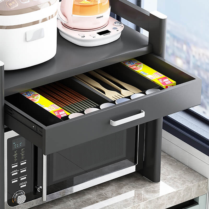 Microwave Rice Cooker Aluminum Storage Shelf Table Top Drawer Double-layer