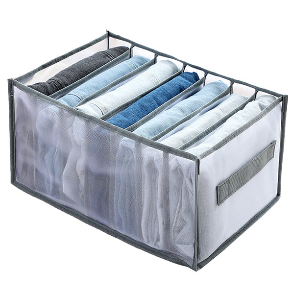Folding Mesh Pants Organizer Transparent Grids Compartment Jeans Clothes