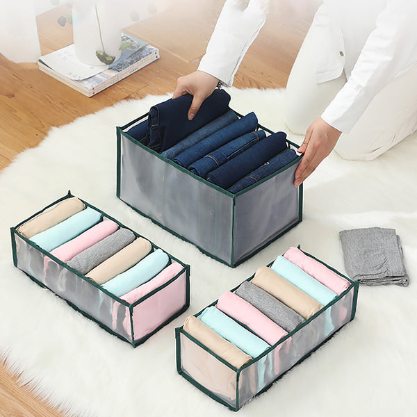 Folding Mesh Pants Organizer Transparent Grids Compartment Jeans Clothes