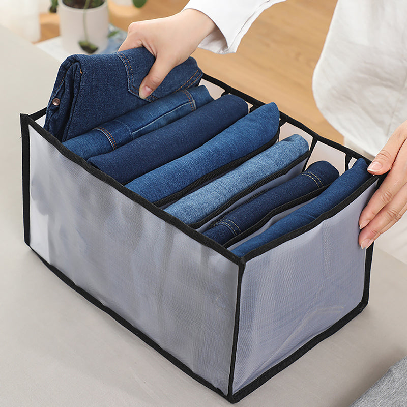 Folding Mesh Pants Organizer Transparent Grids Compartment Jeans Clothes