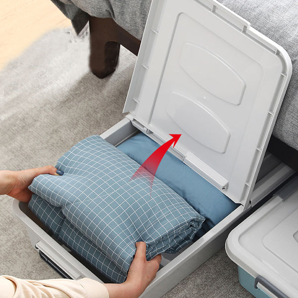 Under-bed Storage Box With Wheels Ultra Thin King Size Organize Clothes Quilts