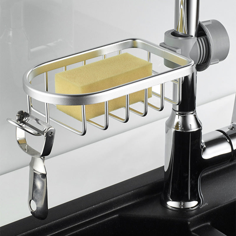 Space Aluminum Adjustable Kitchen Faucet Dishwashing Sponge Storage Drain Rack
