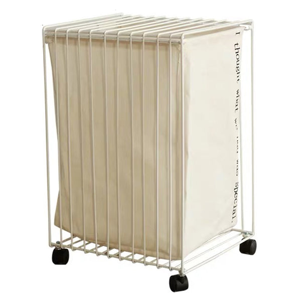 Wheeled Iron Frame Rack Laundry Basket Dirty Clothes Storage Nordic Style
