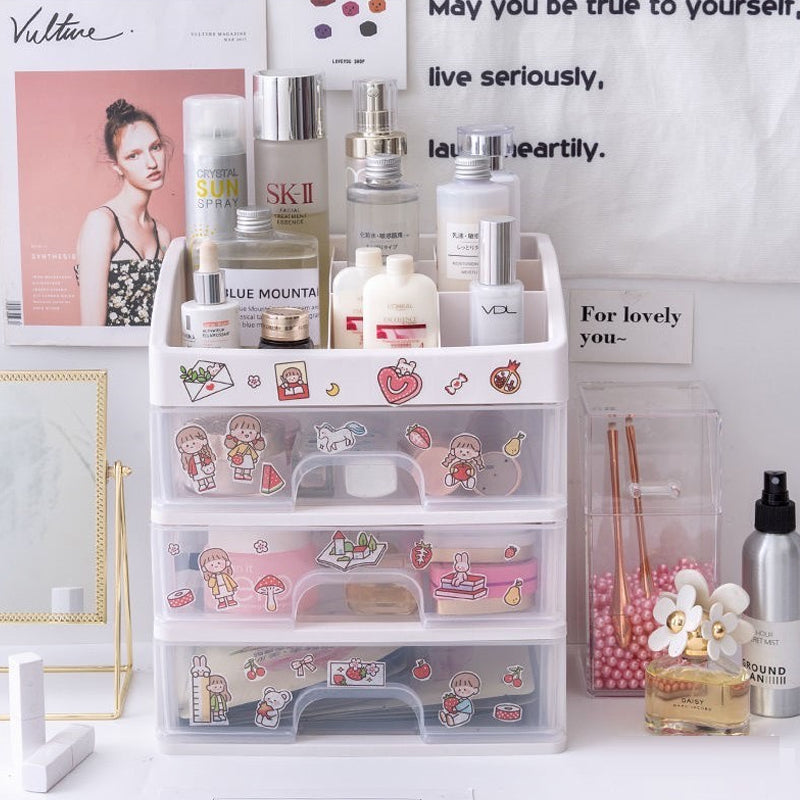 Transparent Cosmetic Storage Desktop Drawer Lipstick Makeup Box Dressing Table