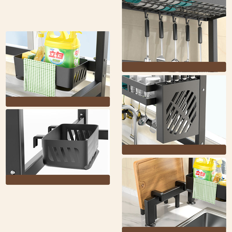 Multi-functional Sink Rack Kitchen Countertop Drain Double-layer Steel Storage