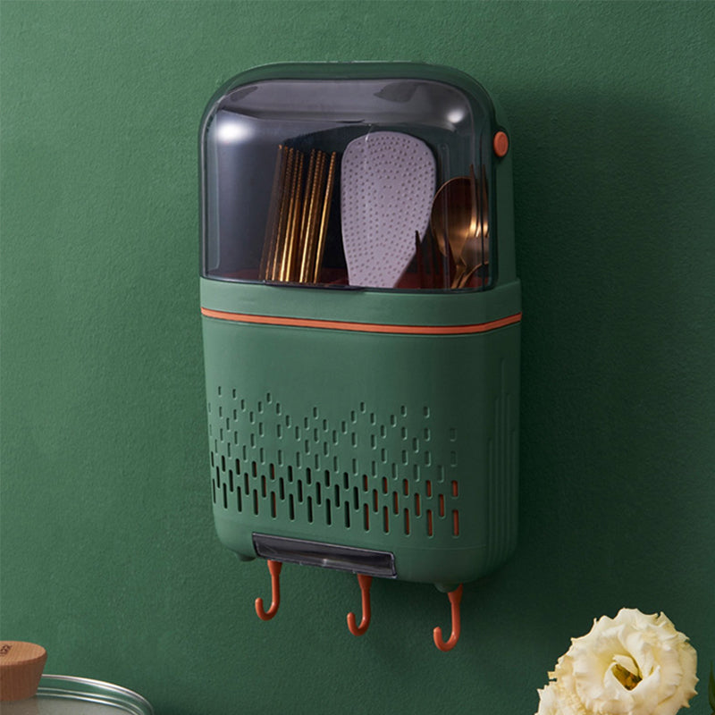Wall-mounted Kitchen Utensils Chopsticks Holder Drying Rack Hooks Basket Divider