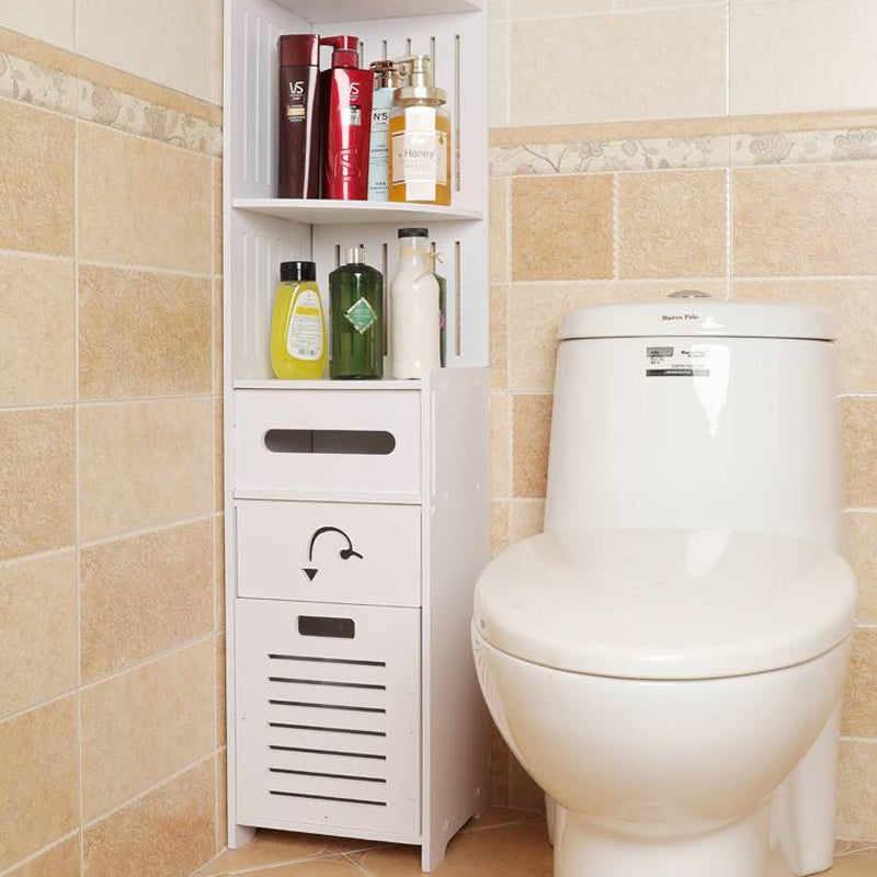 Bathroom Side Corner Toilet Rack Cabinet Narrow Shelf Floor Storage Locker