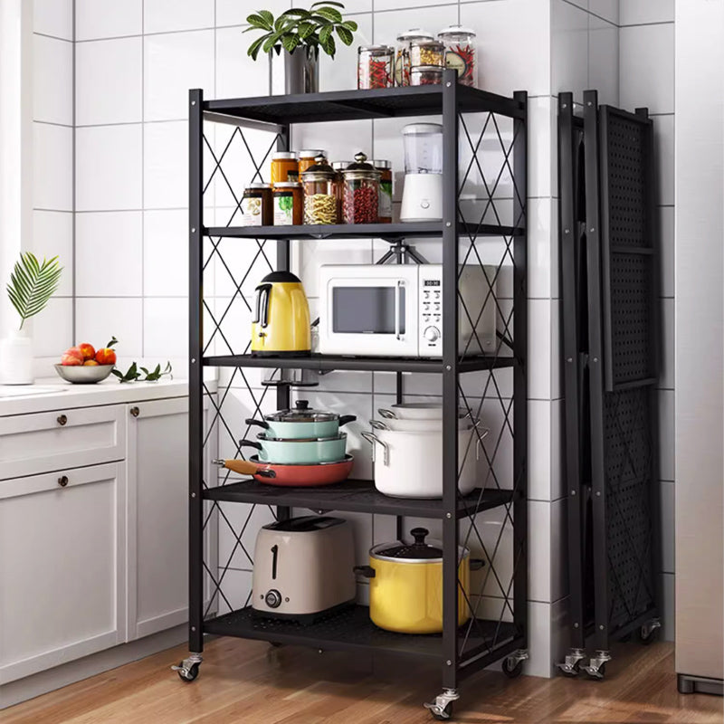 Multi-layer Collapsible Kitchen Shelf Foldable Microwave Oven Storage Floor Rack