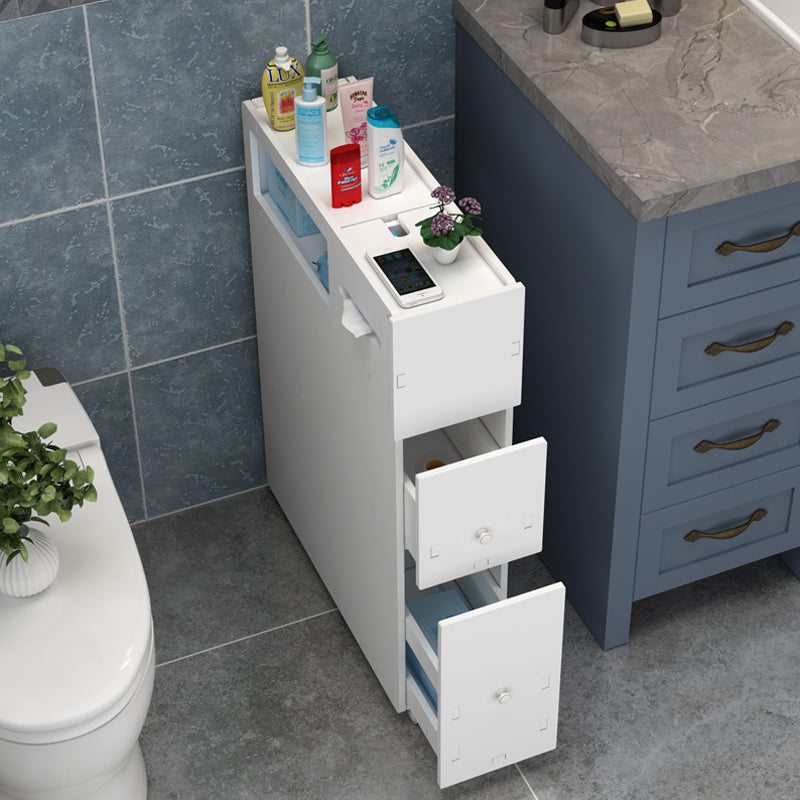 Slim Bathroom Storage Cabinet Narrow Space Movable Wheels Toilet Paper Holder