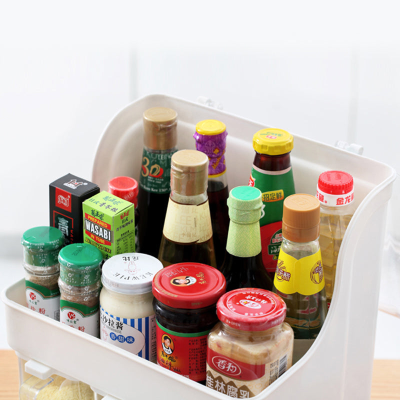 Spice Condiments Gripper Storage Bottle Holder Seasoning Box Transparent Drawer