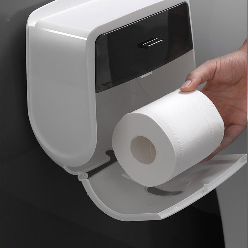 Double-layer Bathroom Toilet Tissue Paper Box Waterproof Wall-mounted Punch-free